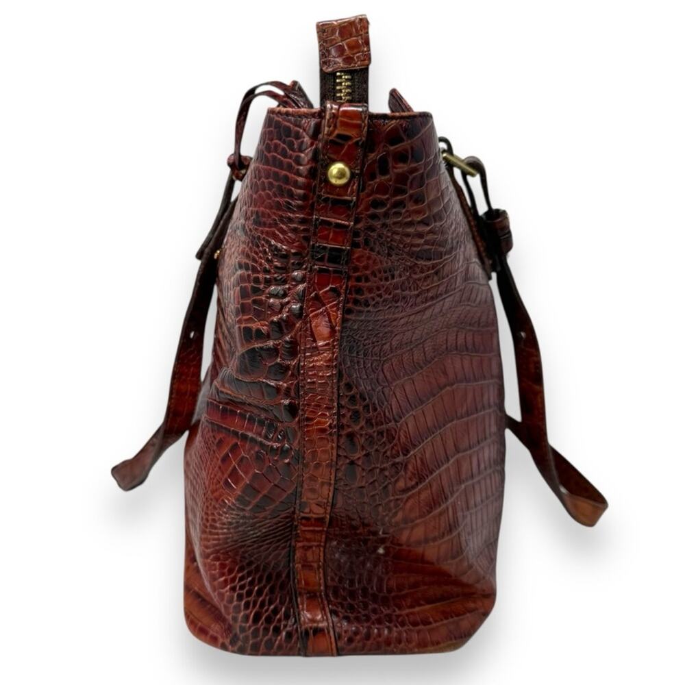 Brahmin Medium Asher Tote Crocodile Embossed Pecan Melbourne Brown - Picture 2 of 13